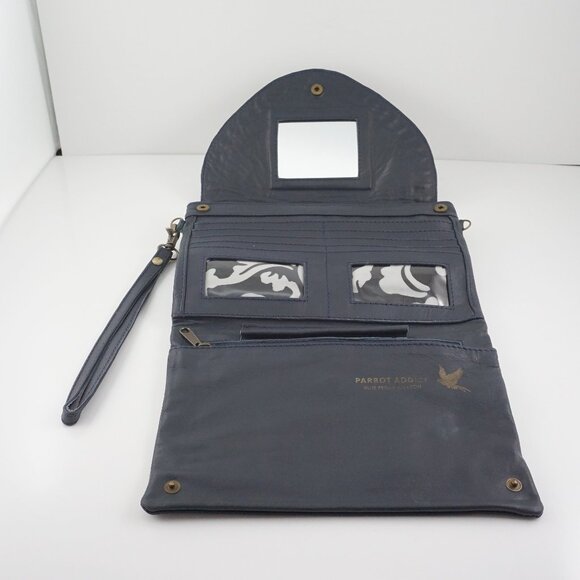 Handmade Hand Painted Leather Amazon Parrot Crossbody Wristlet Bag / Wallet - Picture 3 of 12